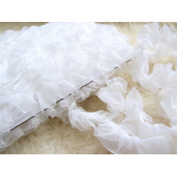 Rüschenborte 40mm breit - WEISS